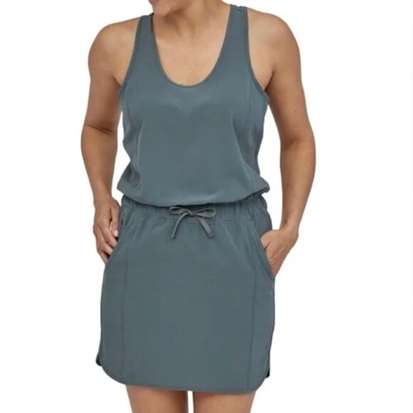 Patagonia Women's Large Fleetwith Dress Hiking Travel Stretch Poly Plume Gray - Picture 1 of 13